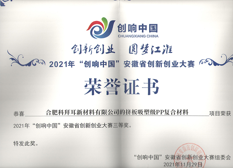 創響中國獲獎證書
